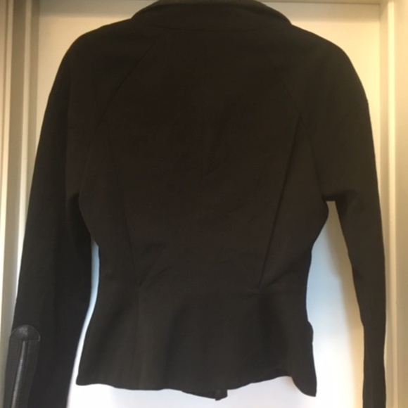 ISABEL MARANT Black Leather Trim Cotton Blazer Jacket Sz 0 - Picture 10 of 11